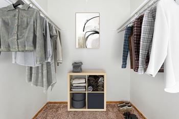 Walk-In Closet With Built-In Shelving